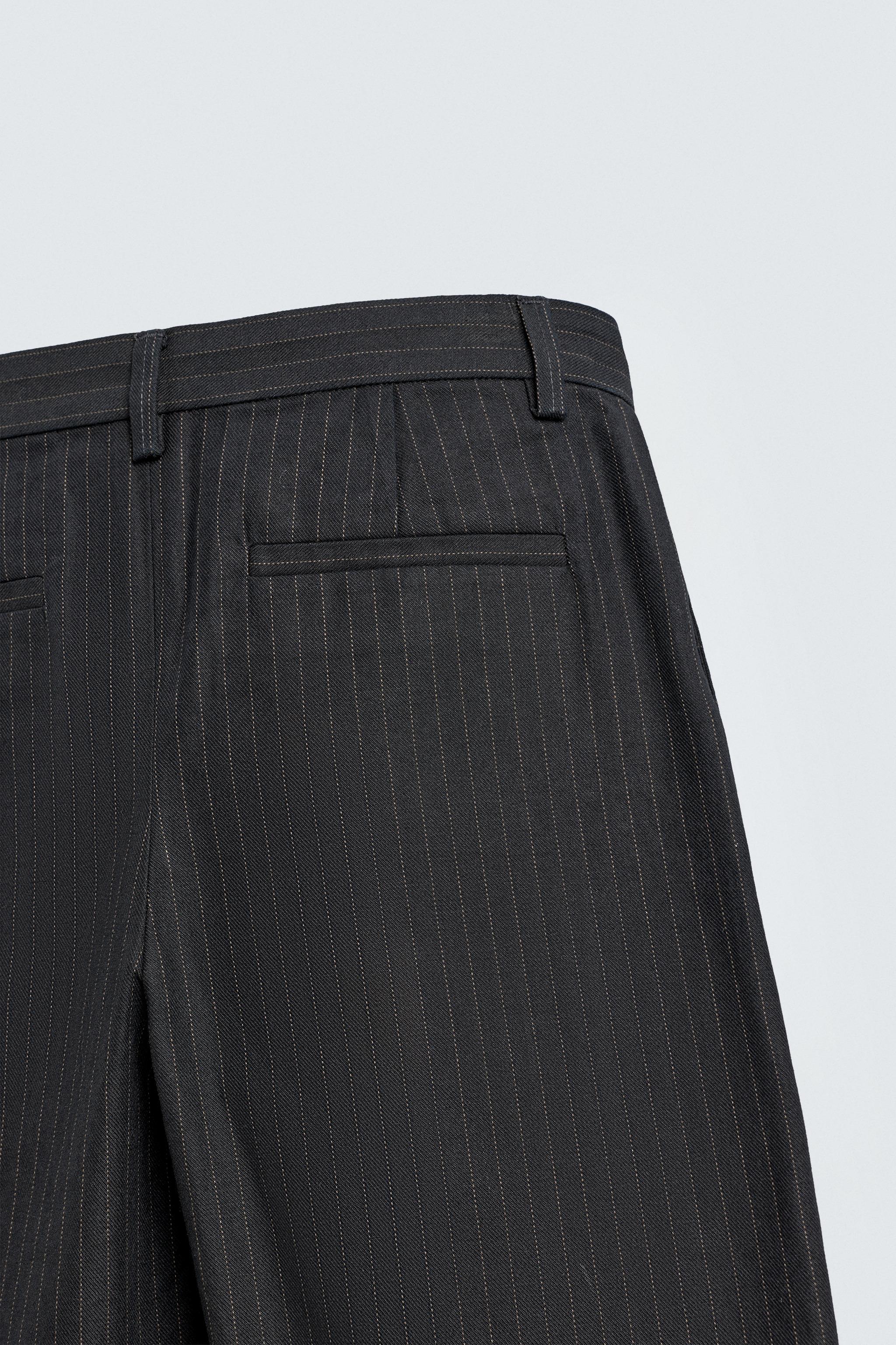 RELAXED FIT PINSTRIPE PANTS