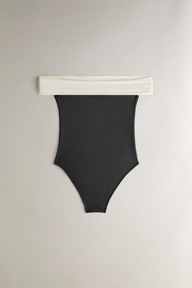 MAILLOT DE BAIN ÉPAULES DÉNUDÉES - Noir de Zara - Image 3
