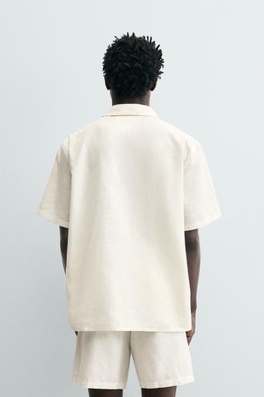 REGULAR FIT HEMP/COTTON POLO SHIRT - White by Zara - Image 2