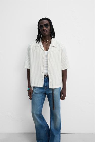 STRIPED EMBROIDERED SHIRT - Ecru by Zara - Image 5