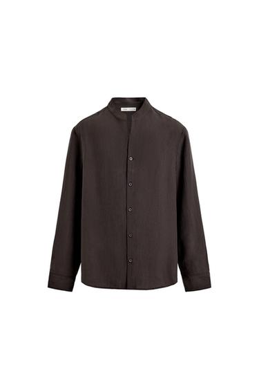CAMISA FLUIDA CUELLO TIRA - Marrón de Zara