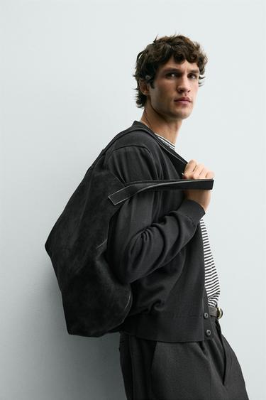 BOLSO SHOPPER PIEL - Negro de Zara