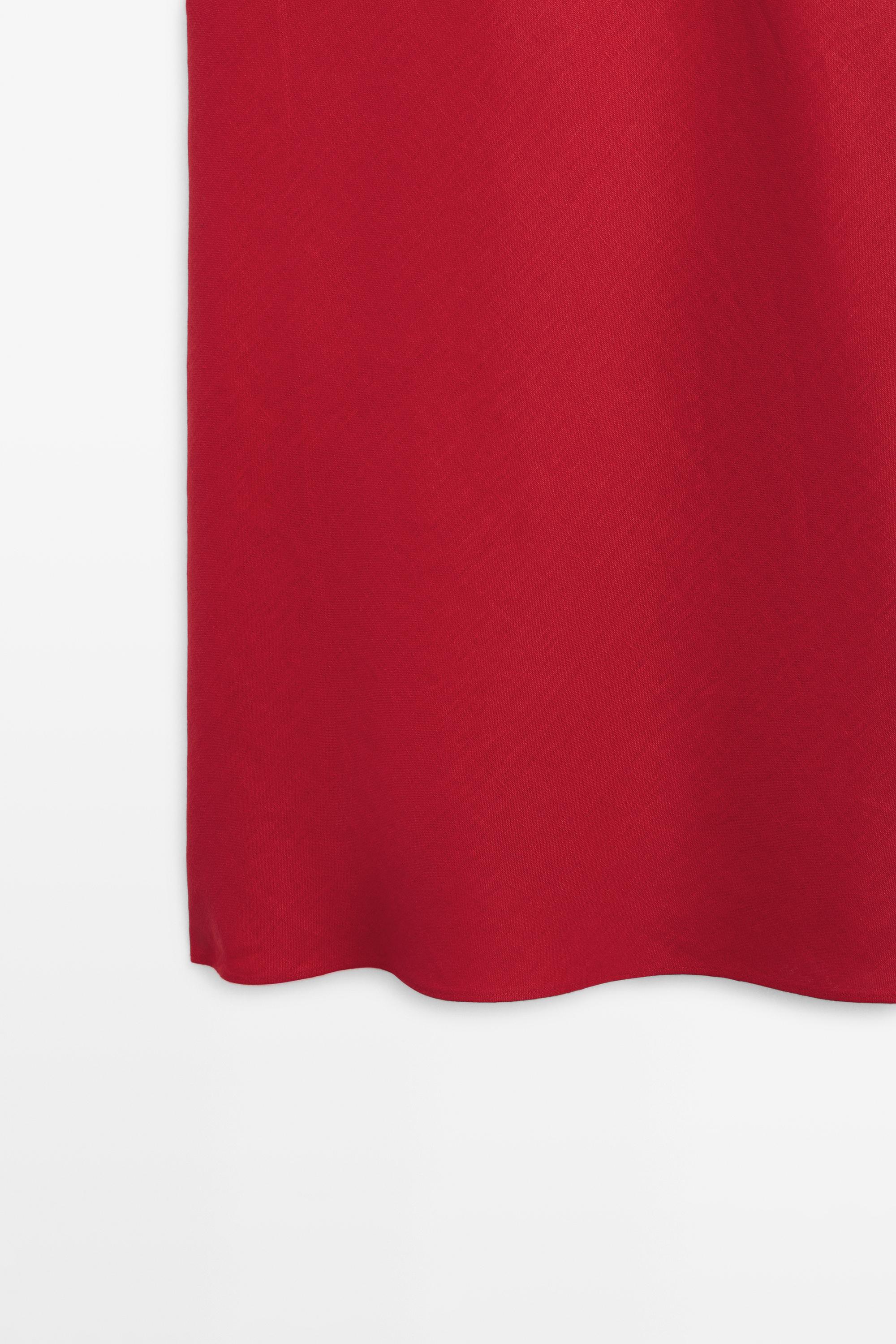 100% linen strappy midi dress