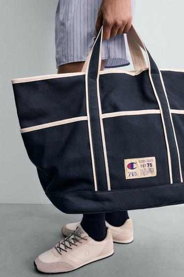 BOLSO SHOPPER TEJIDO CHAMPION ® X ZARA - Azul de Zara - Imagen 0