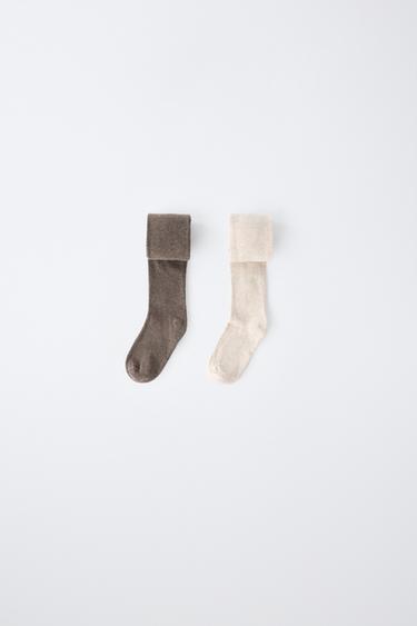 2-PACK OF PLAIN TIGHTS - Light beige by Zara