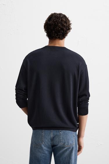 PULL BASIQUE EN MÉLANGE DE VISCOSE - Bleu marine de Zara - Image 2
