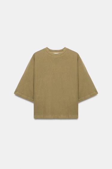 FADED-EFFECT SHORT SLEEVE T-SHIRT - Olive green by Zara - Image 5