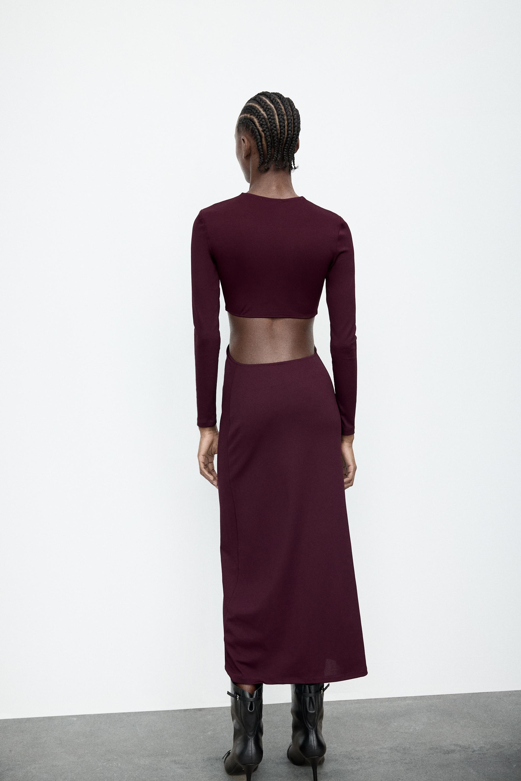 Vestidos Cerimonia Vestido ZARA Long Cut Out Knot Burdeos Para