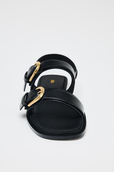 SANDALES À DOUBLE BOUCLE - Noir de Zara - Image 4