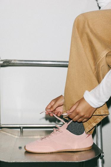 CONTRAST LEATHER TRAINERS - Pink by Zara - Image 3