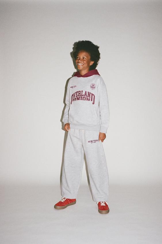 TEXT BARREL JOGGING TROUSERS - Grey marl by Zara - Image 0