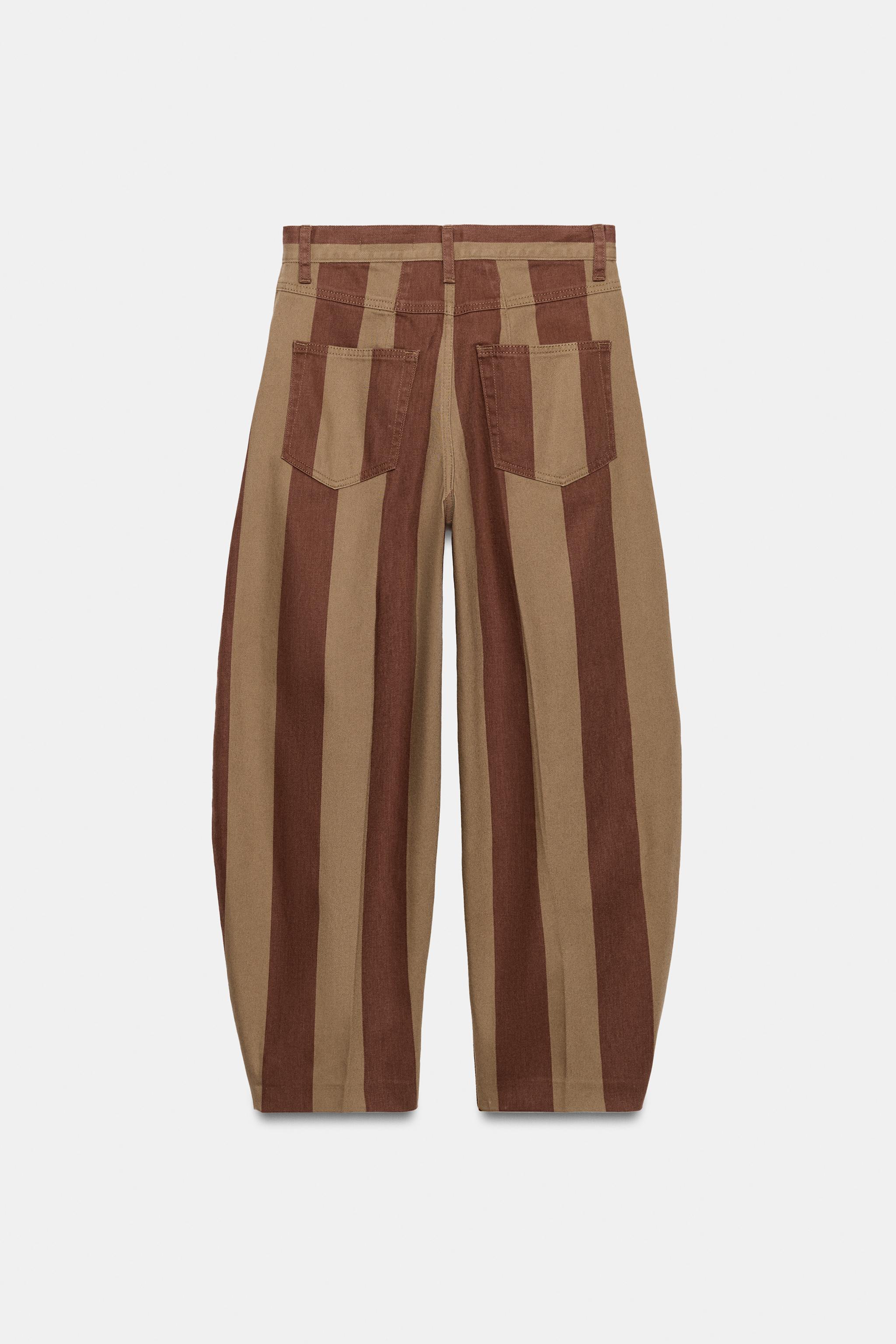 Zara ZW COLLECTION TAPERED FIT YÜKSEK BEL ŞERİTLİ JEAN görsel 7