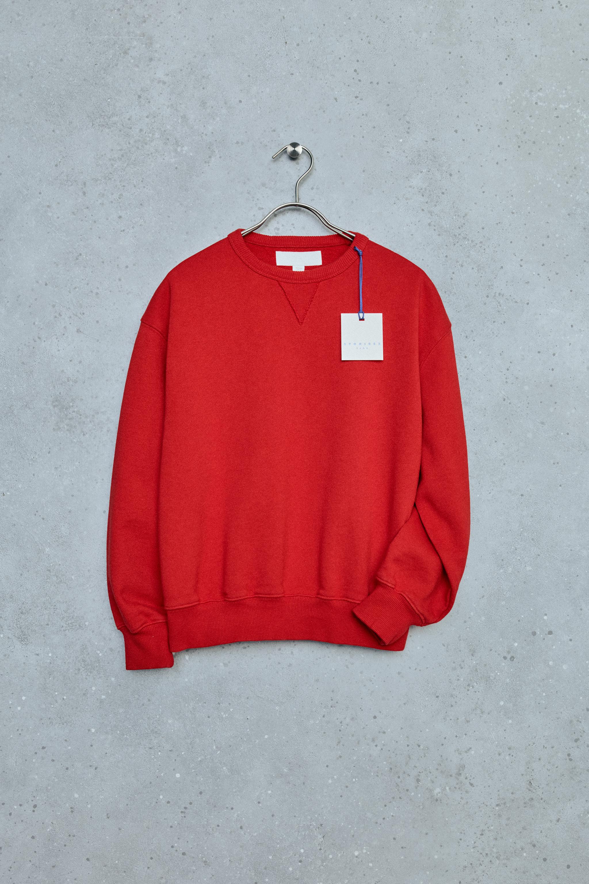 STORIESZ - PLAIN RIBBED SWEATSHIRT — Intense red