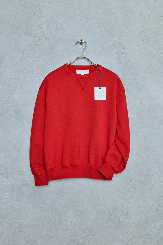 STORIESZ - PLAIN TEXTURED SWEATSHIRT - Intense red by Zara - Image 0