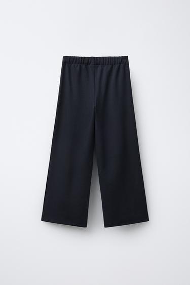 SEAM DETAIL WIDE-LEG TROUSERS - Navy blue by Zara - Image 1