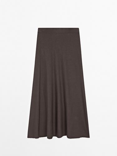 Falda larga evasé - Chocolate de Zara - Imagen 0