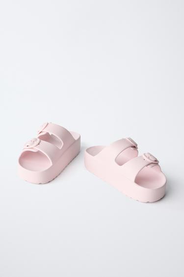 RUBBERISED BUCKLE SANDALS - Pink by Zara - Image 2
