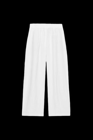 LEINENHOSE MIT ZIERFALTEN ZW COLLECTION - Weiß von Zara