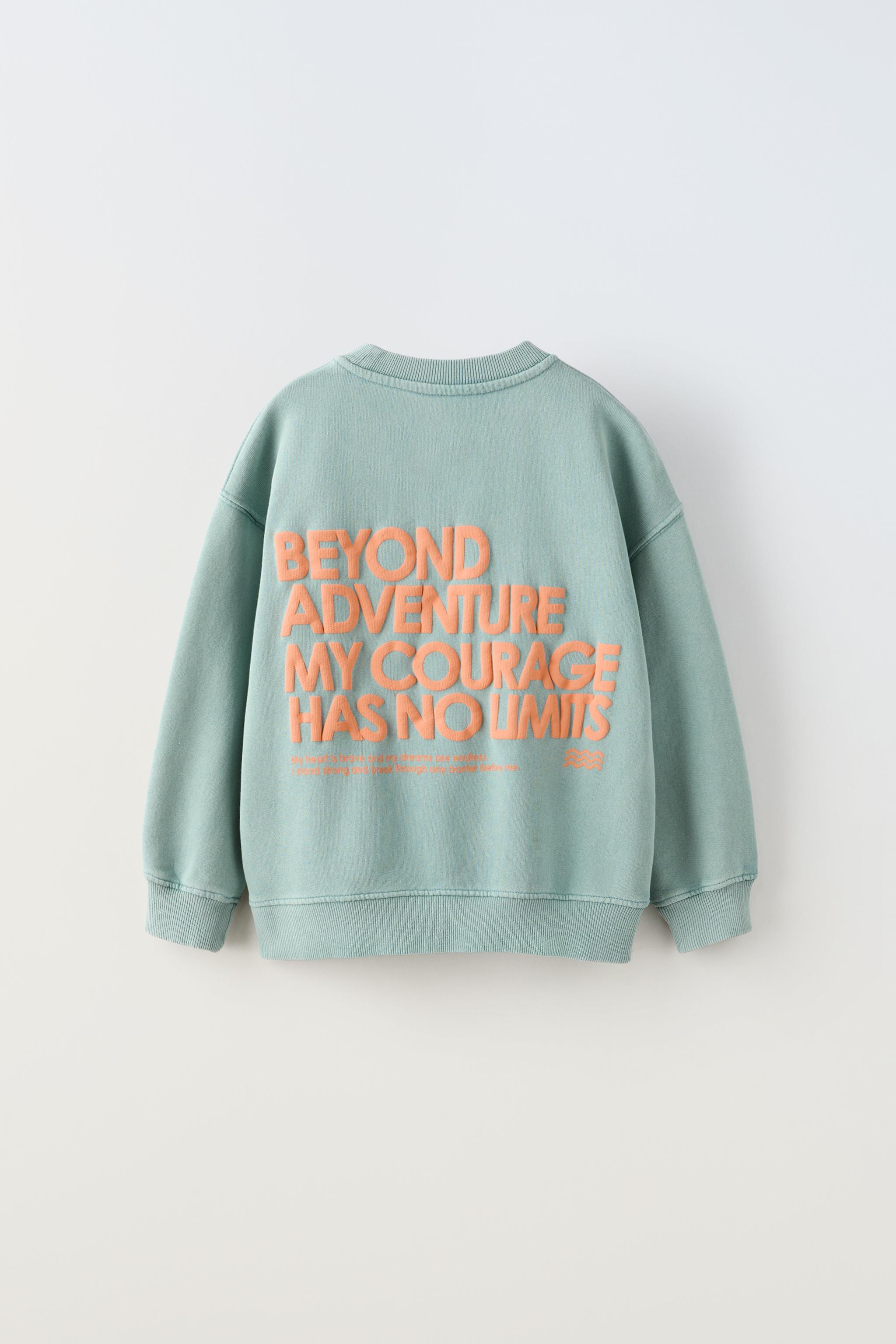 RAISED TEXT SWEATSHIRT Faded sky blue ZARA Canada