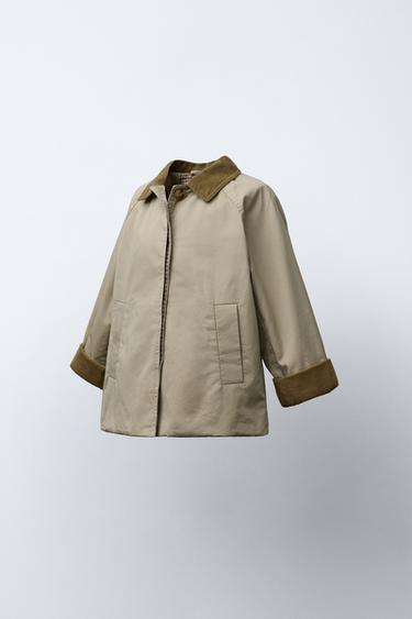 TRENCH COL VELOURS CÔTELÉ - Beige de Zara - Image 1