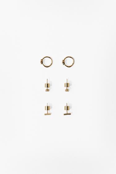 PACK 3 PENDIENTES MINIMAL BRILLOS - Dorado de Zara