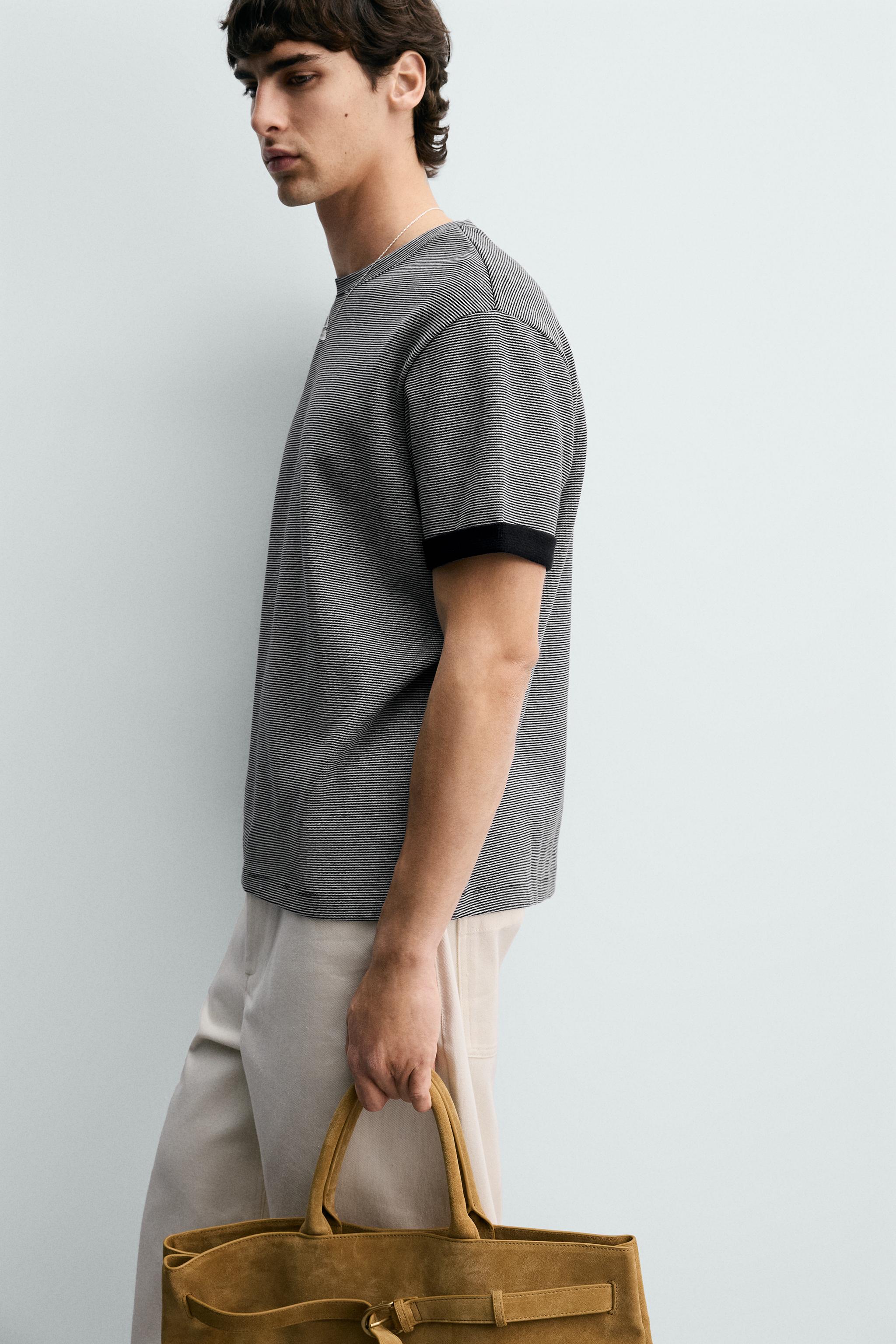 CONTRAST STRIPED JACQUARD T-SHIRT