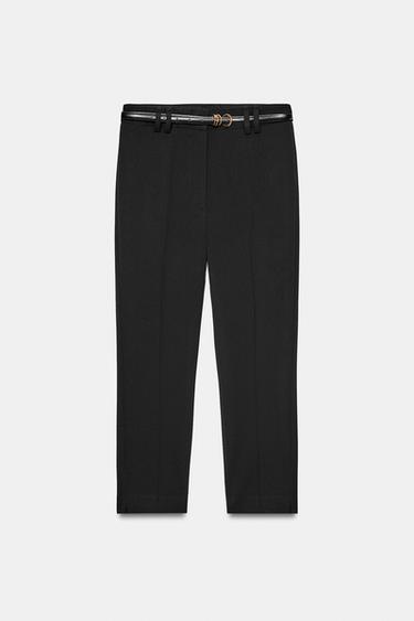 PANTALÓN CAPRI CINTURÓN - Negro de Zara
