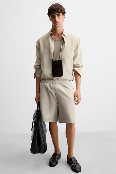 TEXTURED REGULAR FIT BERMUDA SHORTS - Sand by Zara - Image 4