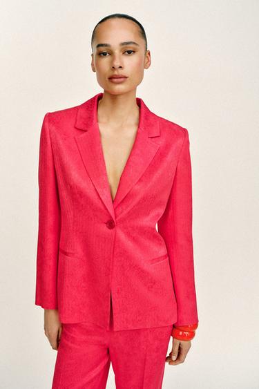 JACQUARD STRAIGHT-LEG TROUSERS - Raspberry by Zara - Image 3