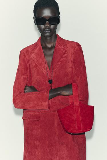 FAUX SUEDE FROCK COAT - Dark red by Zara - Image 1