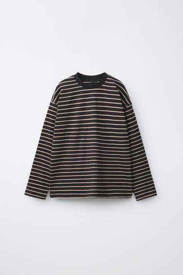 CAMISETA ESTAMPADA RAYAS - Marrón de Zara