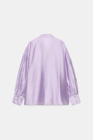 CHEMISE SATINÉE À LIENS ZW COLLECTION - Violet de Zara - Image 5