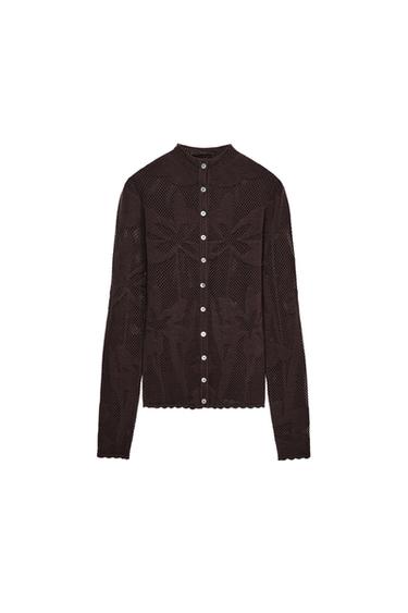 CHAQUETA PUNTO JACQUARD - Marrón de Zara