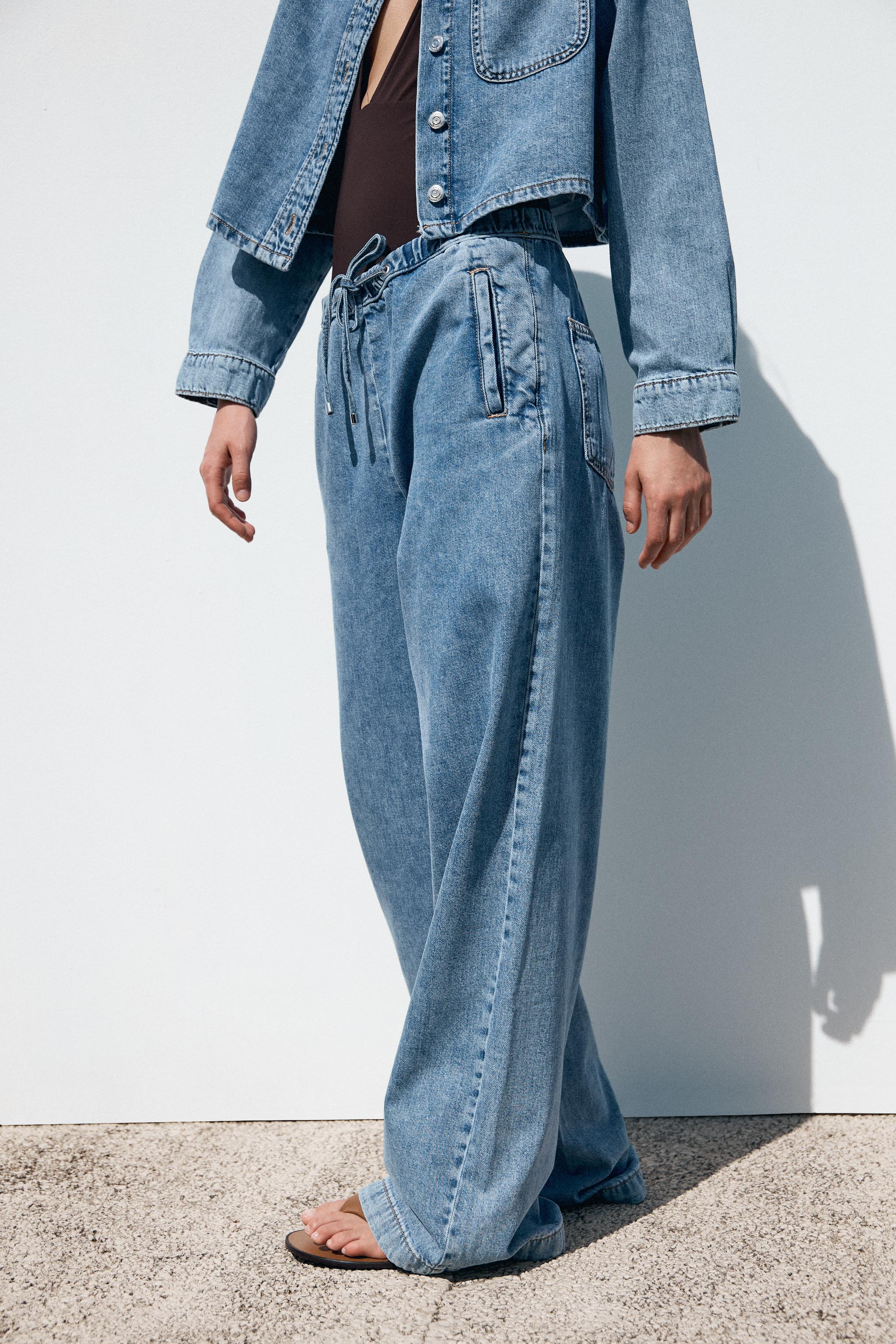 Z1975 MID-RISE WIDE LEG JOGGER JEANS - Blue | ZARA United States