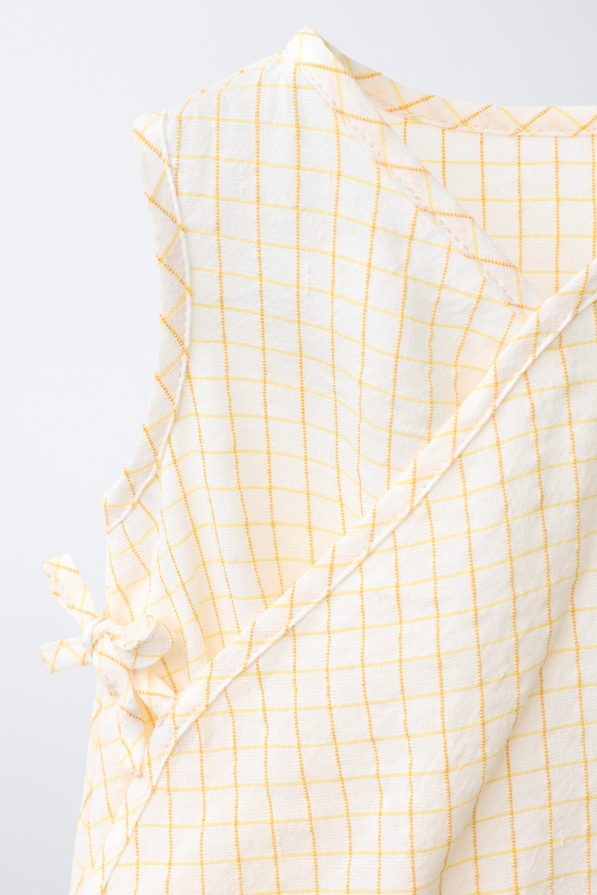 Детские комбинезоны Zara PLAID LINEN BLEND ROMPER — фото 4