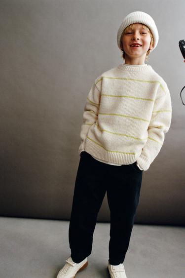 FINE STRIPE KNIT JUMPER - Oyster-white by Zara