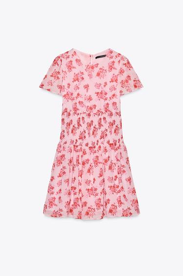 SHORT FLORAL PRINT DRESS - Pinks by Zara