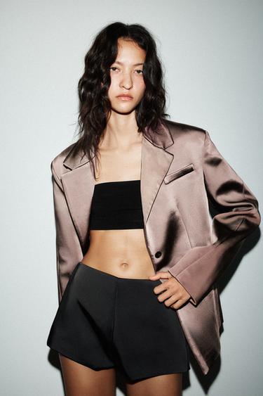 SATIN BLAZER WITH BACK VENTS - Chocolate brown by Zara