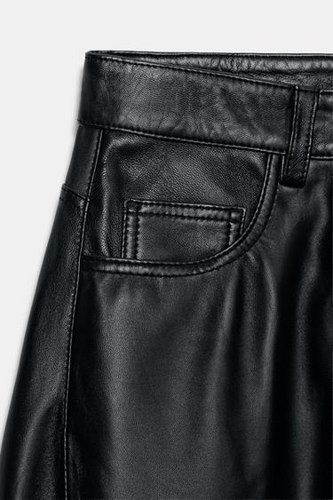 ZW COLLECTION LIMITED EDITION LEATHER BARREL TROUSERS - Black by Zara - Image 7