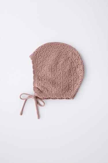 COTTON AND SILK KNIT BONNET - Pink by Zara - Image 3