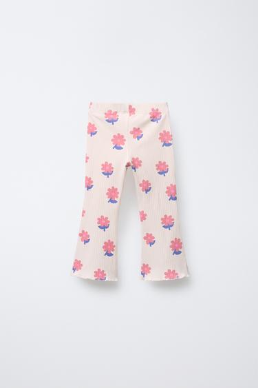 LEGGING FLARE CÔTELÉ IMPRIMÉ - Écru de Zara - Image 1