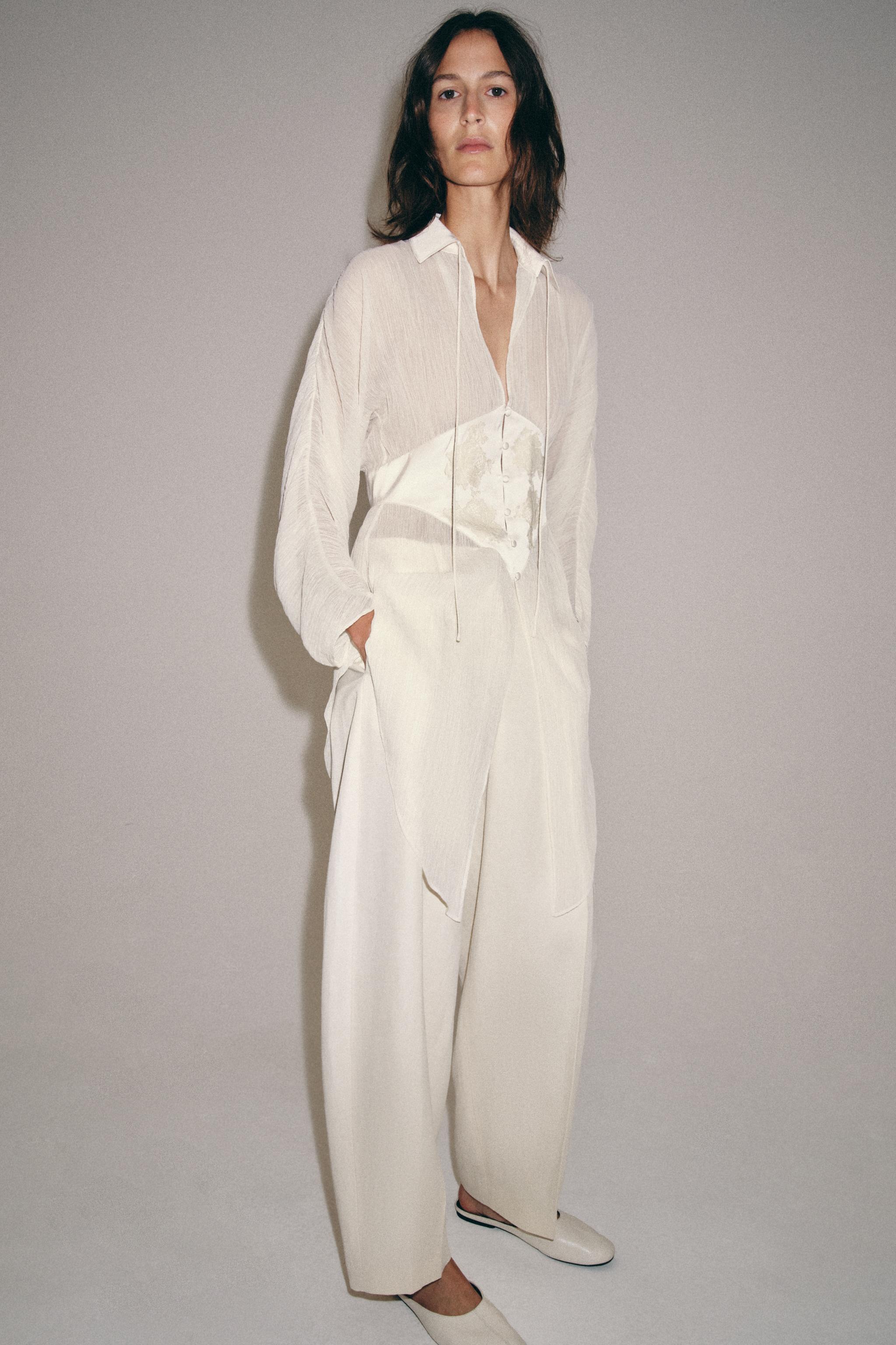 BLOUSE EN GEORGETTE AVEC DENTELLE ZW COLLECTION