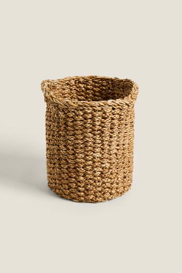 CYLINDRICAL SEAGRASS BASKET - Light beige by Zara - Image 2