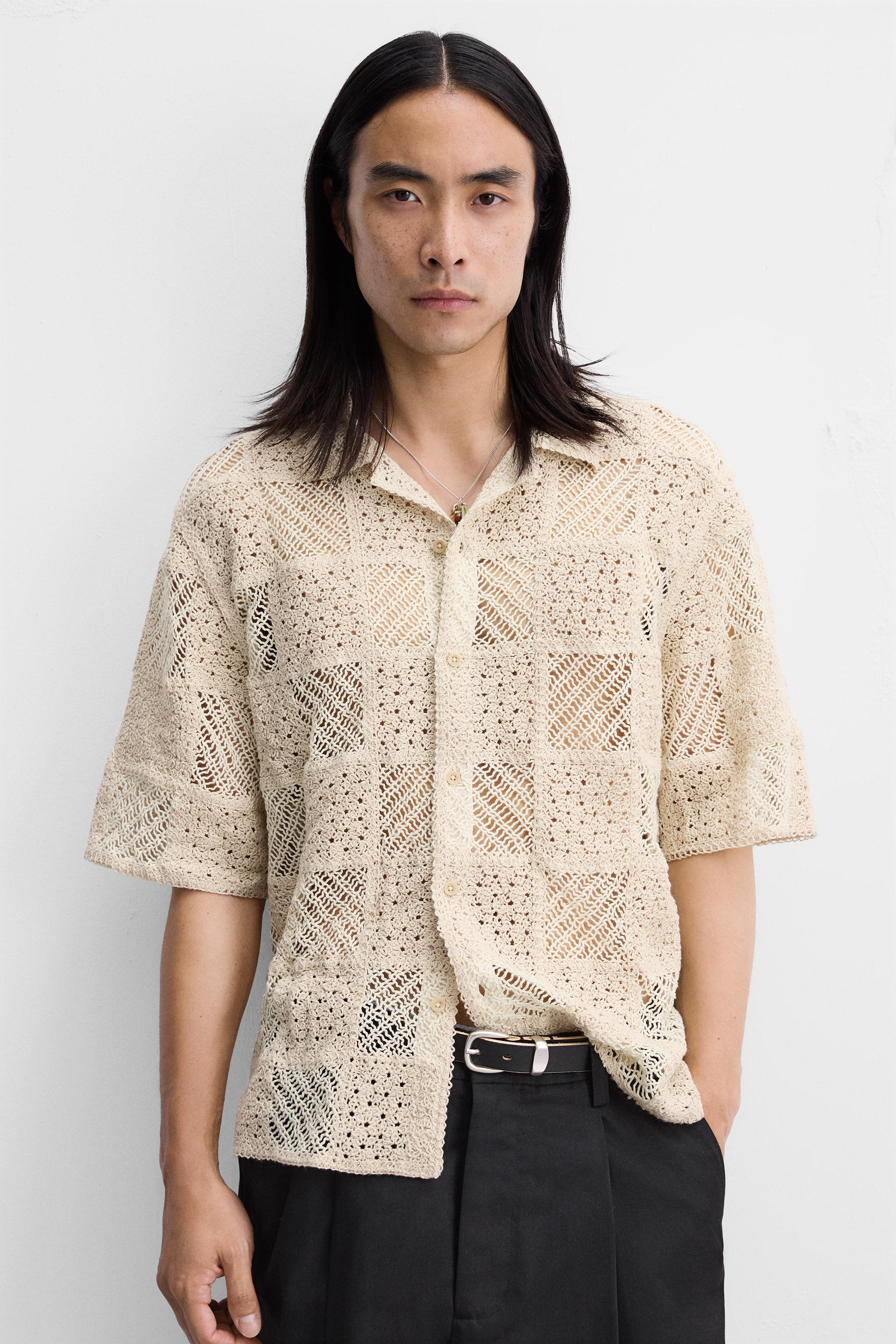 GEOMETRIC CROCHET SHIRT - Light sand | ZARA New Zealand