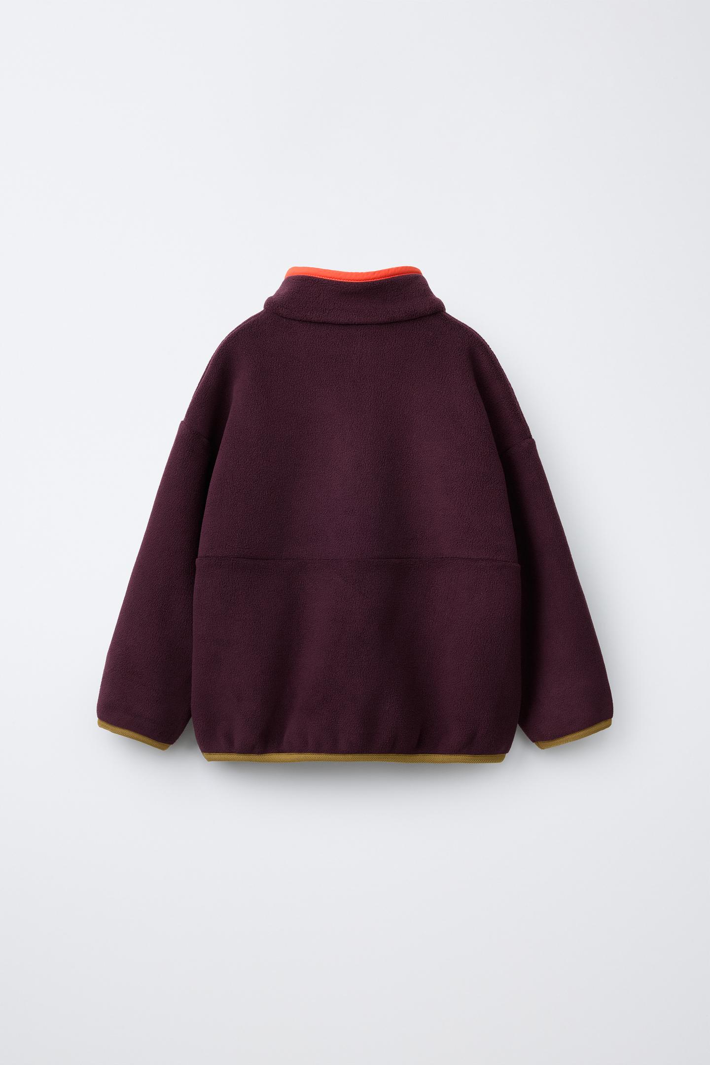 Детская толстовка Zara Colorblock Fleece, цвет: Тёмный бордовый — фото 2