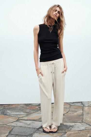 РАИРАН ПАНТАЛОН С ПРИМЕС НА ЛЕН - Светлобежов от Zara