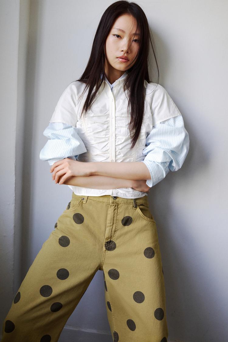 GATHERED POPLIN SHIRT
