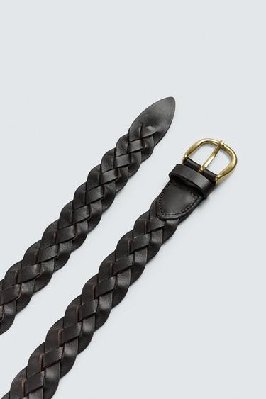 BRAIDED LEATHER BELT - Brown by Zara - Image 3