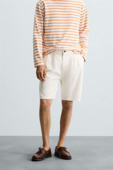 BERMUDA COUPE DÉCONTRACTÉE PLIS - Écru de Zara - Image 1