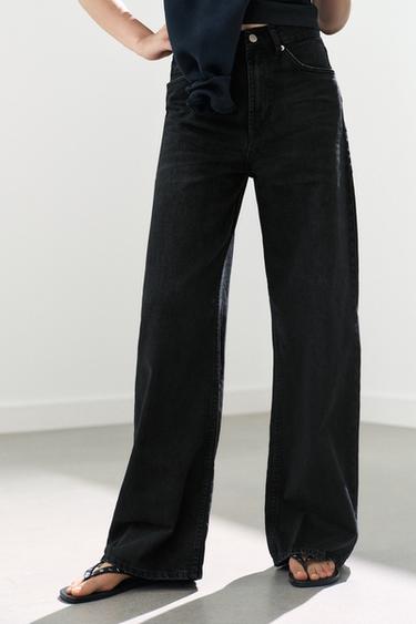 JEANS TRF EXTRA WIDE LEG TIRO ALTO - Zwart van Zara